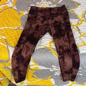 Burgendy Brown Tie-Dye Leggings